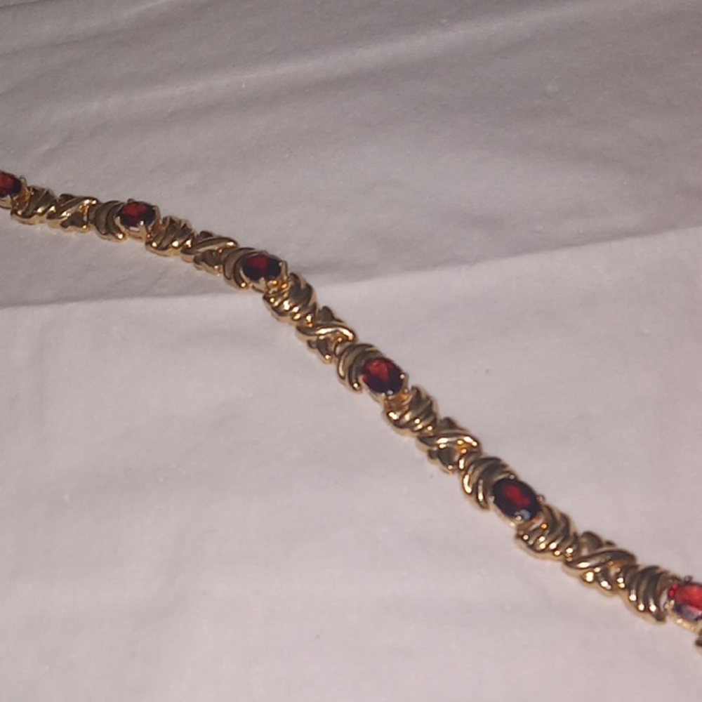 14k Gold Bracelet with Ruby Gemstones